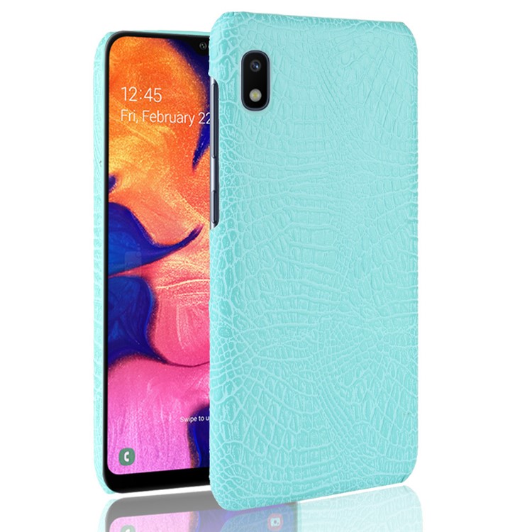 Crocodile Texture PU Leather Coated PC Protective Case for Samsung Galaxy A10e - Cyan-1