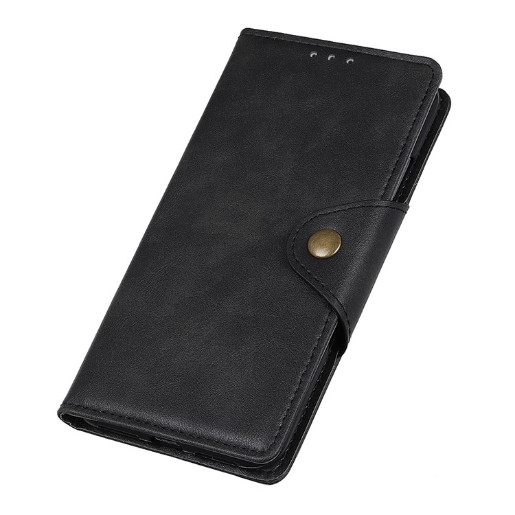 Brass Magnetic Clasp Flip Leather Wallet Stand Phone Case for Samsung Galaxy Note 10 - Black-7