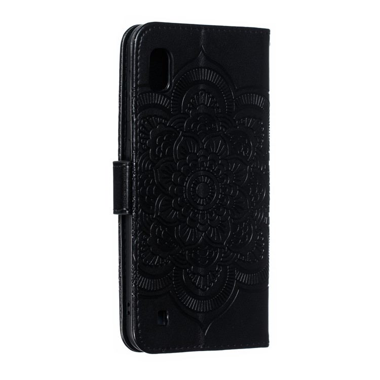 Sparkle Diamond Imprint Mandala Flower Leather Phone Cover for Samsung Galaxy A10 - Black-3