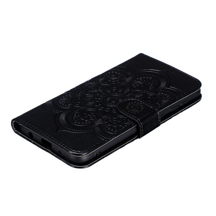 Sparkle Diamond Imprint Mandala Flower Leather Phone Cover for Samsung Galaxy A10 - Black-4