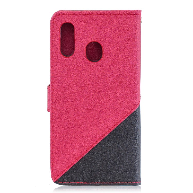 Sand-like Dual-color Leather Wallet Phone Cover for Samsung Galaxy A20/A30 - Rose-3