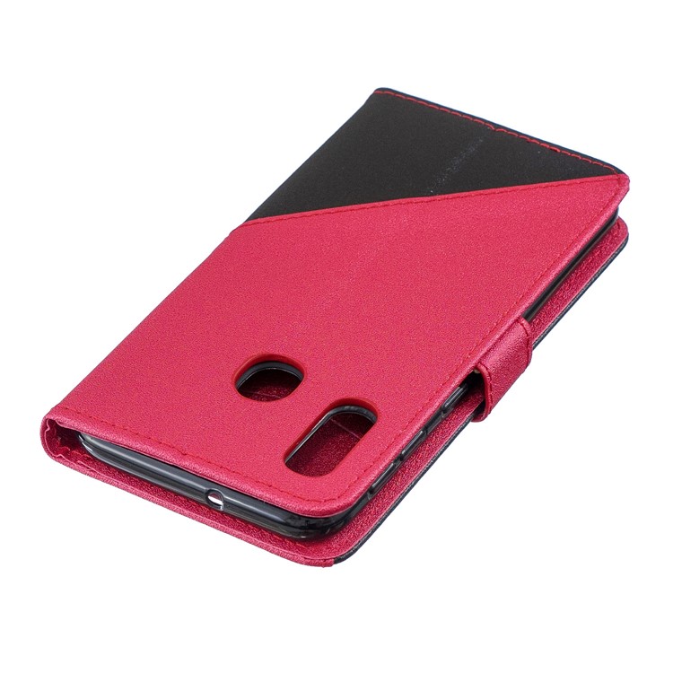 Sand-like Dual-color Leather Wallet Phone Cover for Samsung Galaxy A20/A30 - Rose-6