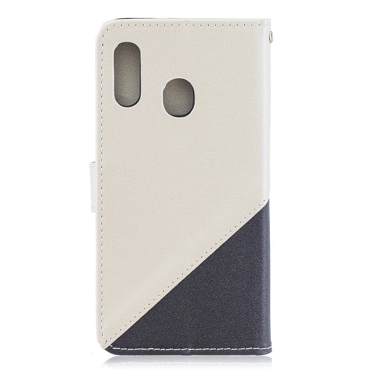 Sand-like Grain Dual-color Leather Phone Cover for Samsung Galaxy A20e - White-3