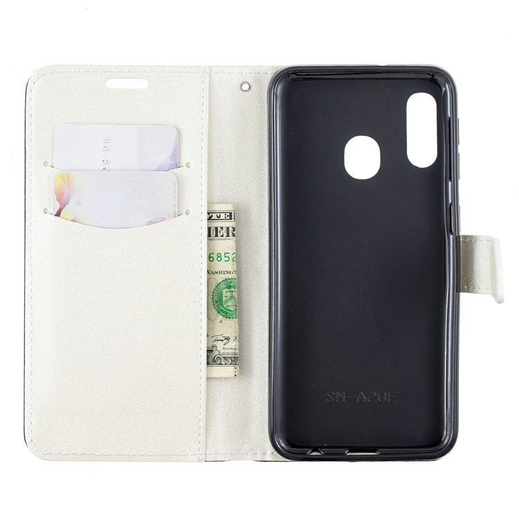 Sand-like Grain Dual-color Leather Phone Cover for Samsung Galaxy A20e - White-7