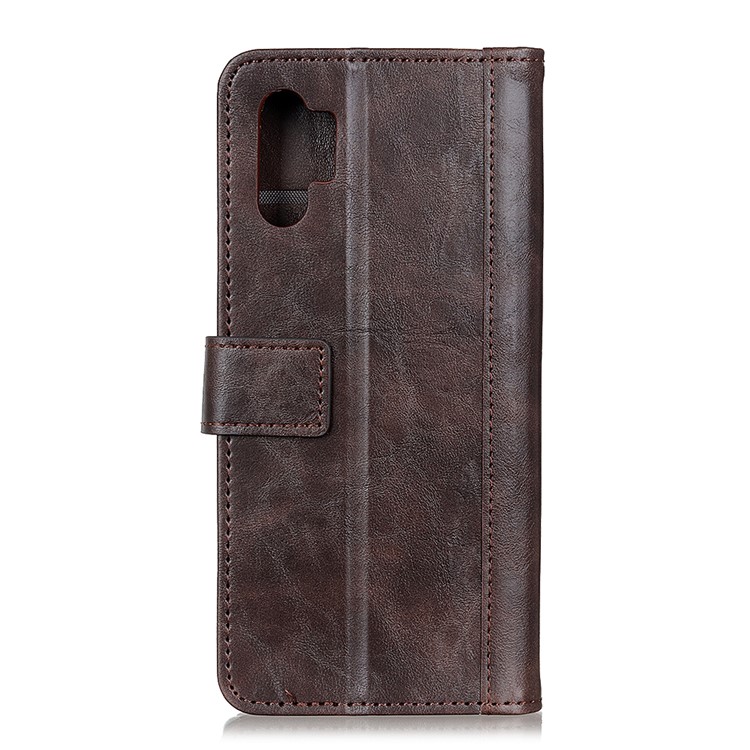 Rivet Decorated Leather Wallet Phone Case for Samsung Galaxy Note 10 Pro - Brown-2