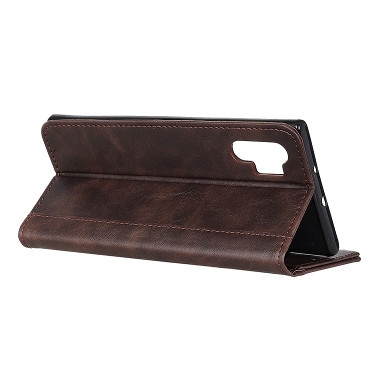 Rivet Decorated Leather Wallet Phone Case for Samsung Galaxy Note 10 Pro - Brown-3