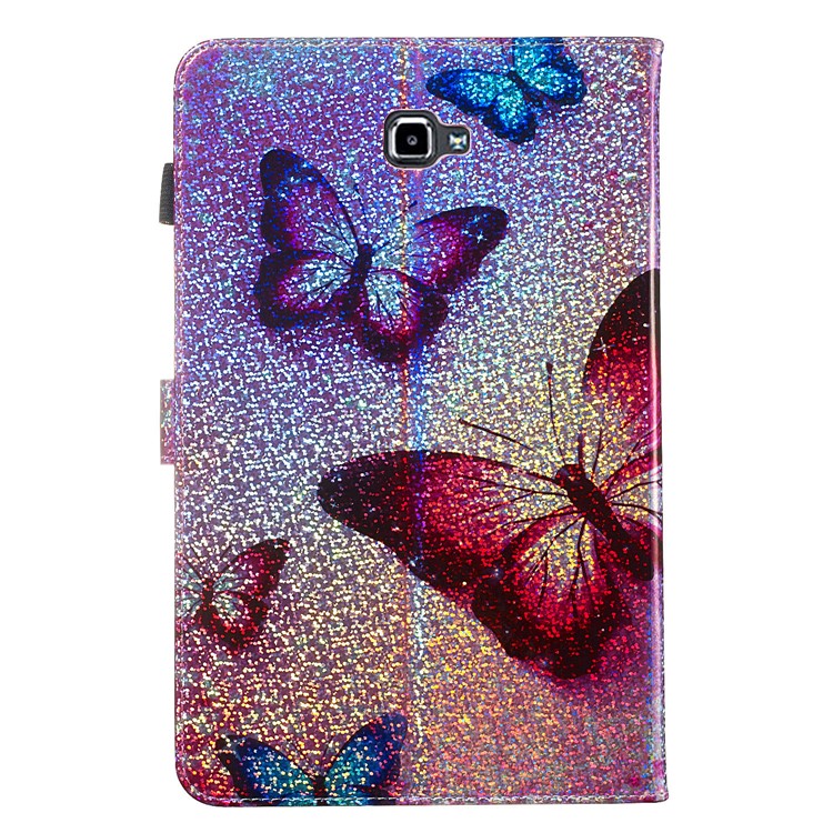 Pattern Printing Glitter Sequins Leather Wallet Shell for Samsung Galaxy Tab A 10.1 (2016) T580 T585 - Butterfly-3