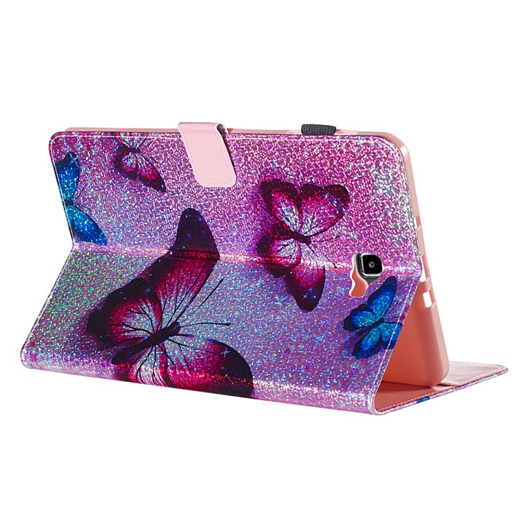 Pattern Printing Glitter Sequins Leather Wallet Shell for Samsung Galaxy Tab A 10.1 (2016) T580 T585 - Butterfly-4