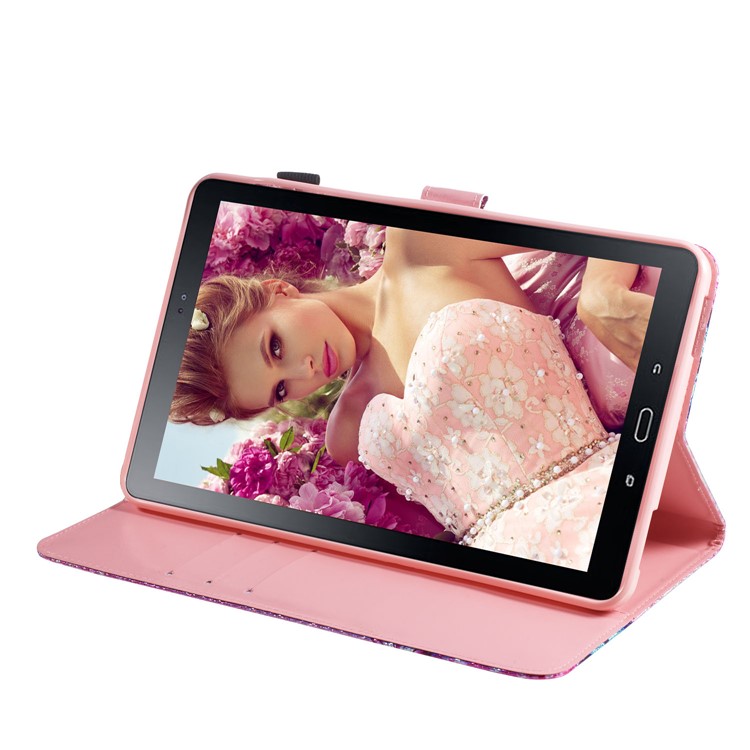Pattern Printing Glitter Sequins Leather Wallet Shell for Samsung Galaxy Tab A 10.1 (2016) T580 T585 - Butterfly-5
