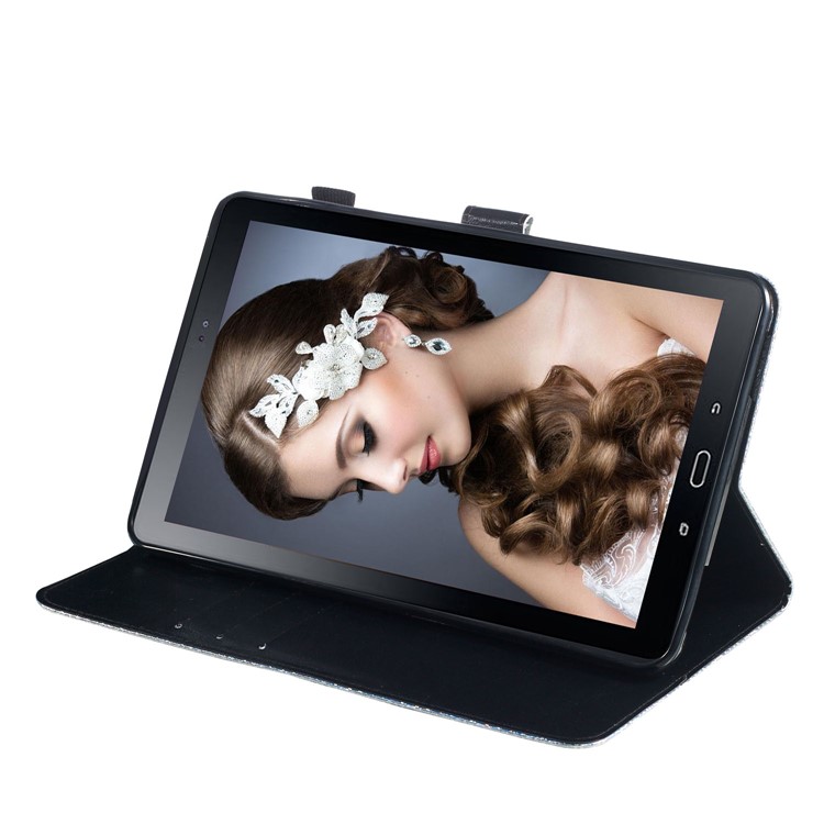 Cáscara De La Cartera De Cuero De Lentejuelas Glitter Impresión Patrón Para Samsung Galaxy Tab A 10.1 (2016) T580 T585 - Panda-5