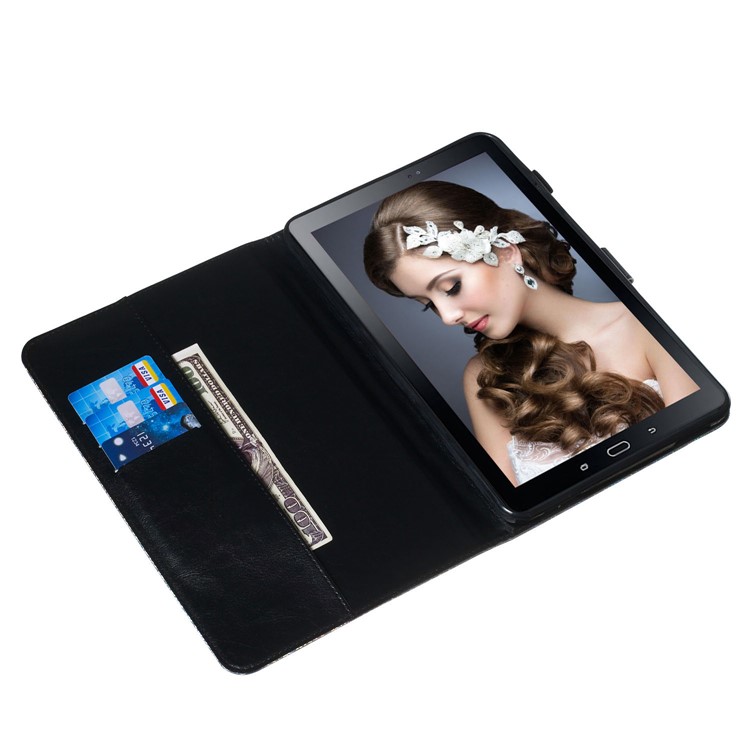 Cáscara De La Cartera De Cuero De Lentejuelas Glitter Impresión Patrón Para Samsung Galaxy Tab A 10.1 (2016) T580 T585 - Panda-6