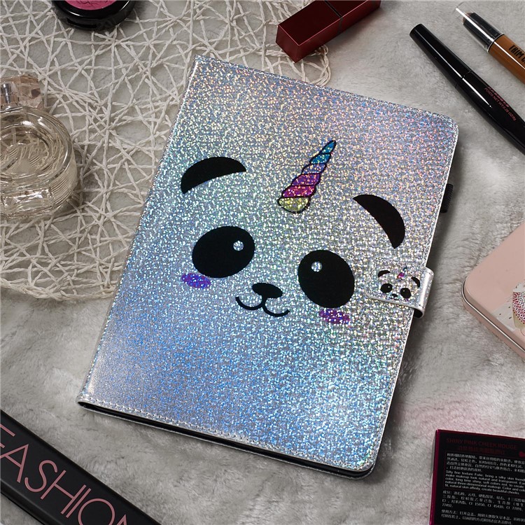 Cáscara De La Cartera De Cuero De Lentejuelas Glitter Impresión Patrón Para Samsung Galaxy Tab A 10.1 (2016) T580 T585 - Panda-8