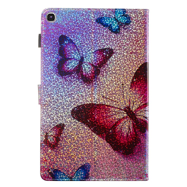 Pattern Printing Glitter Sequins Leather Wallet Casing for Samsung Galaxy Tab A 10.1 (2019) T510/T515 - Butterfly-3