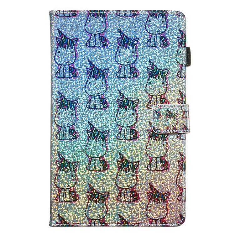Pattern Printing Glitter Sequins Leather Wallet Casing for Samsung Galaxy Tab A 10.1 (2019) T510/T515 - Unicorns-2