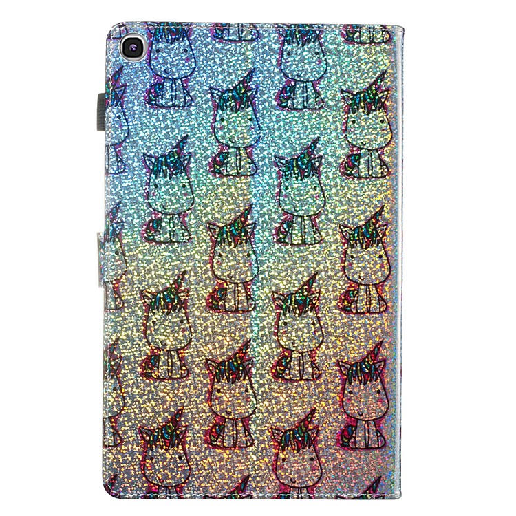 Pattern Printing Glitter Sequins Leather Wallet Casing for Samsung Galaxy Tab A 10.1 (2019) T510/T515 - Unicorns-3
