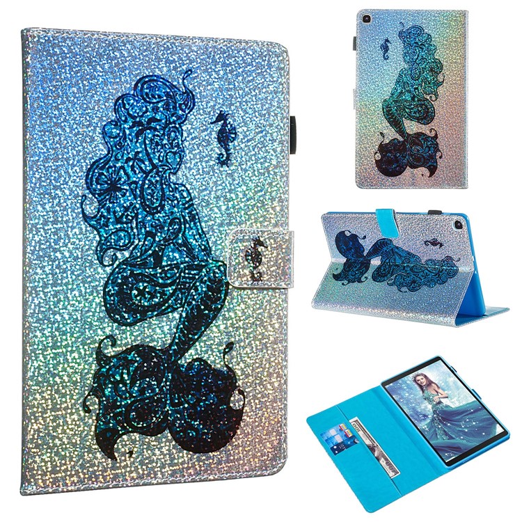 Stampa Del Modello Paillettes Glitter Portafoglio In Pelle Per Samsung Galaxy Tab A 10.1 (2019) T510 / T515 - Sirena-1