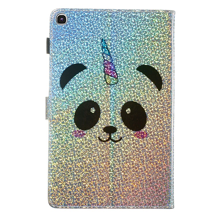 Pattern Printing Glitter Sequins Leather Wallet Casing for Samsung Galaxy Tab A 10.1 (2019) T510/T515 - Panda-3
