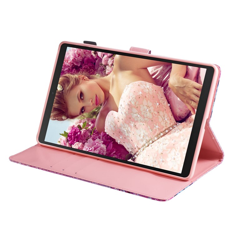 Pattern Printing Glitter Sequins Leather Wallet Casing for Samsung Galaxy Tab A 10.1 (2019) T510/T515 - Mandala Flower-5