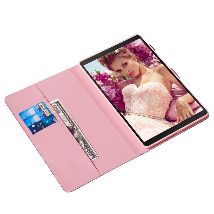 Pattern Printing Glitter Sequins Leather Wallet Casing for Samsung Galaxy Tab A 10.1 (2019) T510/T515 - Mandala Flower-6