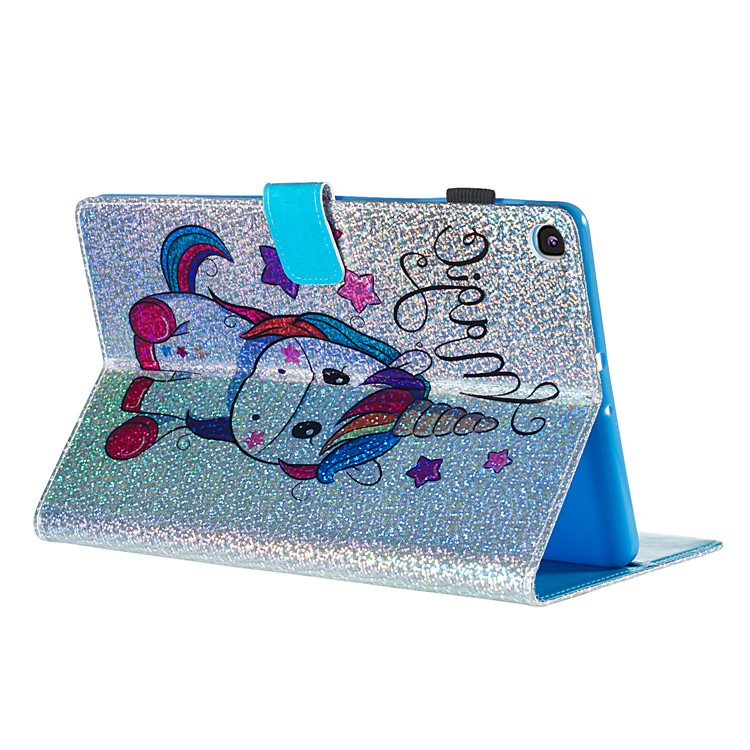 Pattern Printing Glitter Sequins Leather Wallet Casing for Samsung Galaxy Tab A 10.1 (2019) T510/T515 - Unicorn and Star-4