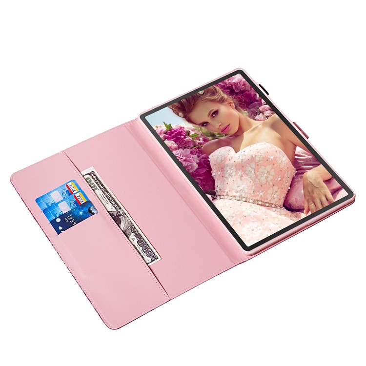 Pattern Printing Glitter Sequins Leather Wallet Case Shell for Samsung Galaxy Tab S5e SM-T720/SM-T725 - Butterfly-6