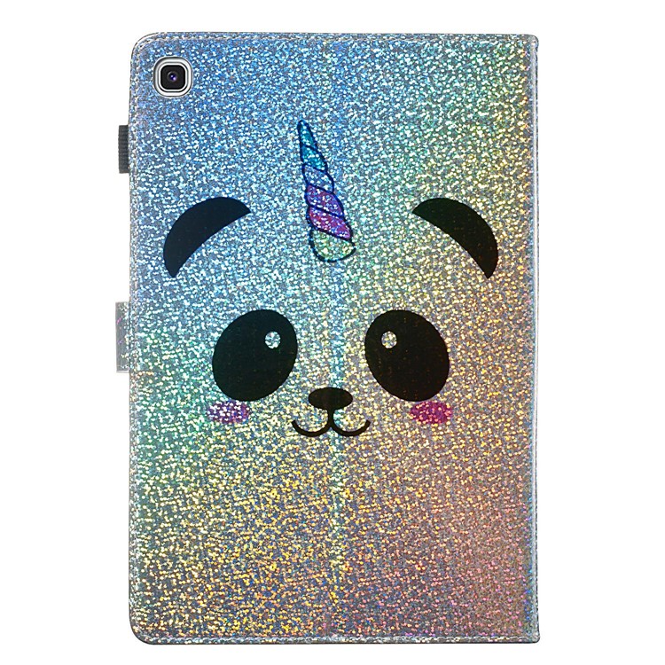 Pattern Printing Glitter Sequins Leather Wallet Case Shell for Samsung Galaxy Tab S5e SM-T720/SM-T725 - Panda-3