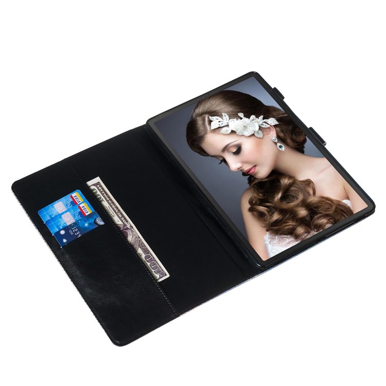 Pattern Printing Glitter Sequins Leather Wallet Case Shell for Samsung Galaxy Tab S5e SM-T720/SM-T725 - Panda-6