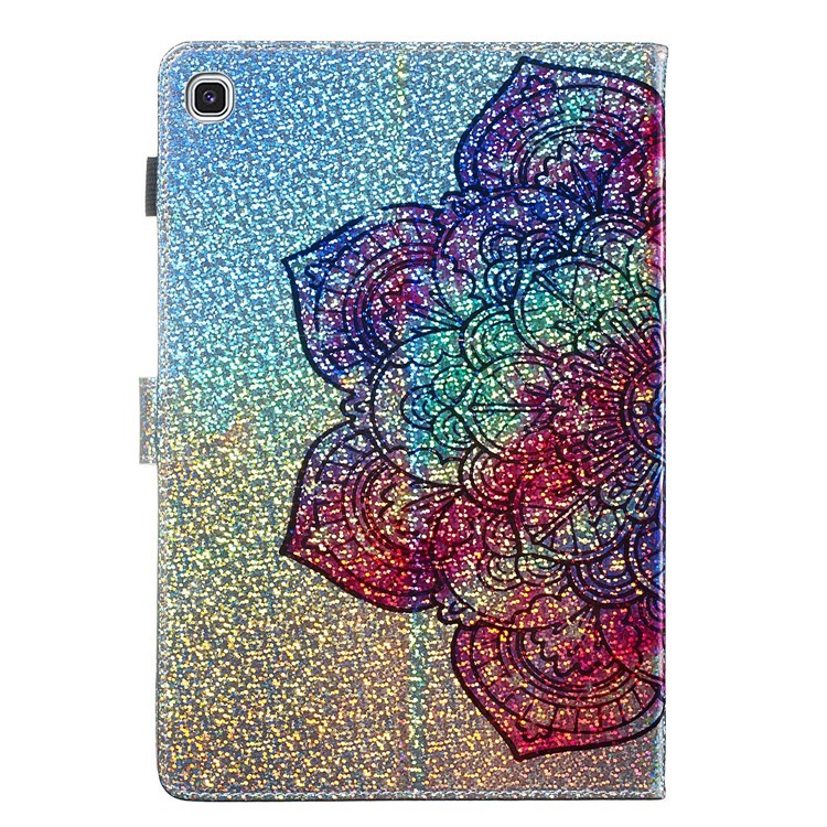 Pattern Printing Glitter Sequins Leather Wallet Case Shell for Samsung Galaxy Tab S5e SM-T720/SM-T725 - Mandala Flower-2