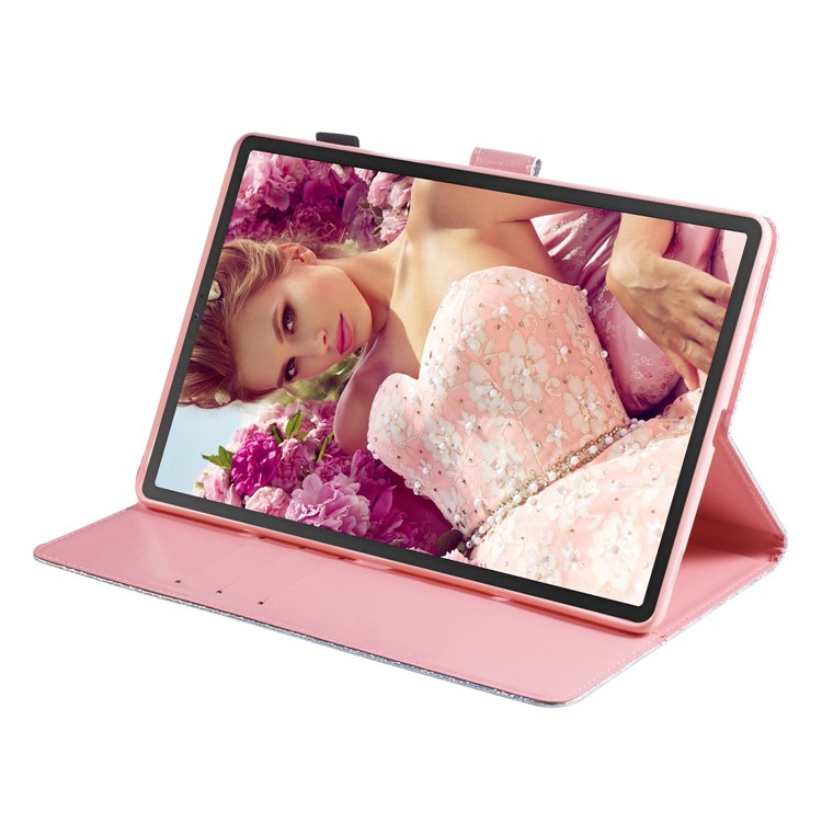 Pattern Printing Glitter Sequins Leather Wallet Case Shell for Samsung Galaxy Tab S5e SM-T720/SM-T725 - Mandala Flower-5