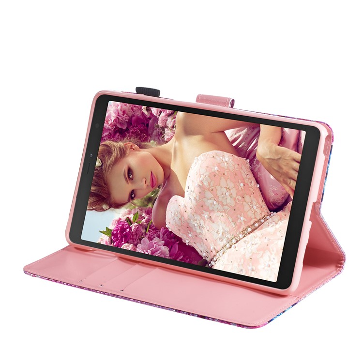 Pattern Printing Glitter Sequins Leather Wallet Case for Samsung Galaxy Tab A 8 (2019)/Galaxy Tab A with S Pen P200 P205 - Butterfly-5