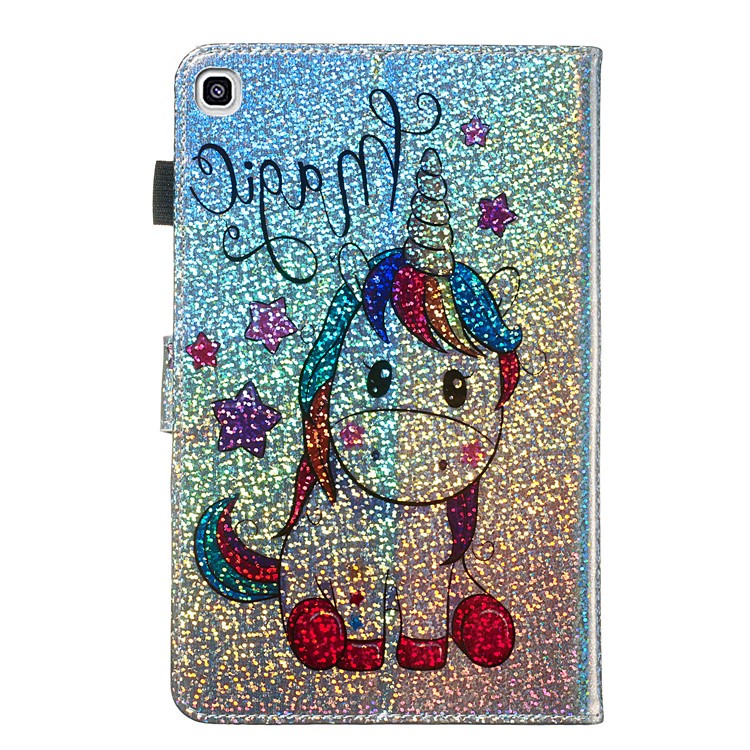 Pattern Printing Glitter Sequins Leather Wallet Case for Samsung Galaxy Tab A 8 (2019)/Galaxy Tab A with S Pen P200 P205 - Unicorn and Star-3