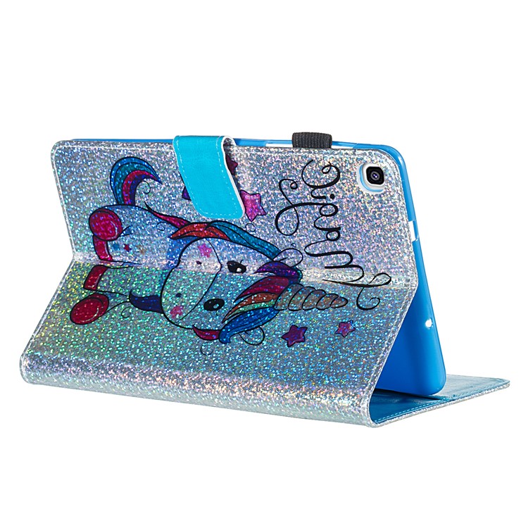 Pattern Printing Glitter Sequins Leather Wallet Case for Samsung Galaxy Tab A 8 (2019)/Galaxy Tab A with S Pen P200 P205 - Unicorn and Star-4