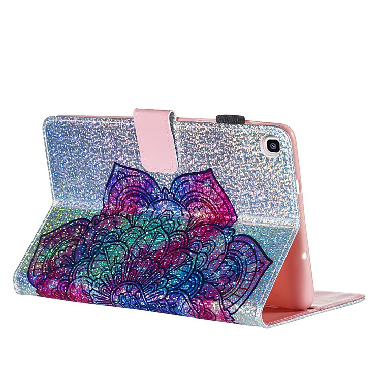 Pattern Printing Glitter Sequins Leather Wallet Case for Samsung Galaxy Tab A 8 (2019)/Galaxy Tab A with S Pen P200 P205 - Mandala Flower-4