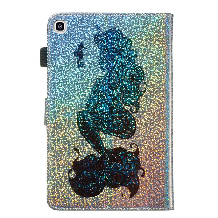 Pattern Printing Glitter Sequins Leather Wallet Case for Samsung Galaxy Tab A 8 (2019)/Galaxy Tab A with S Pen P200 P205 - Mermaid-3