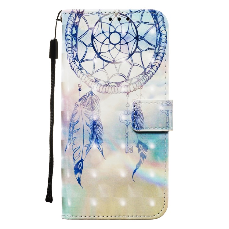 3D Painting Style Leather Phone Wallet Stand Cover Case for Samsung Galaxy M40 / A60 - Dream Catcher-9