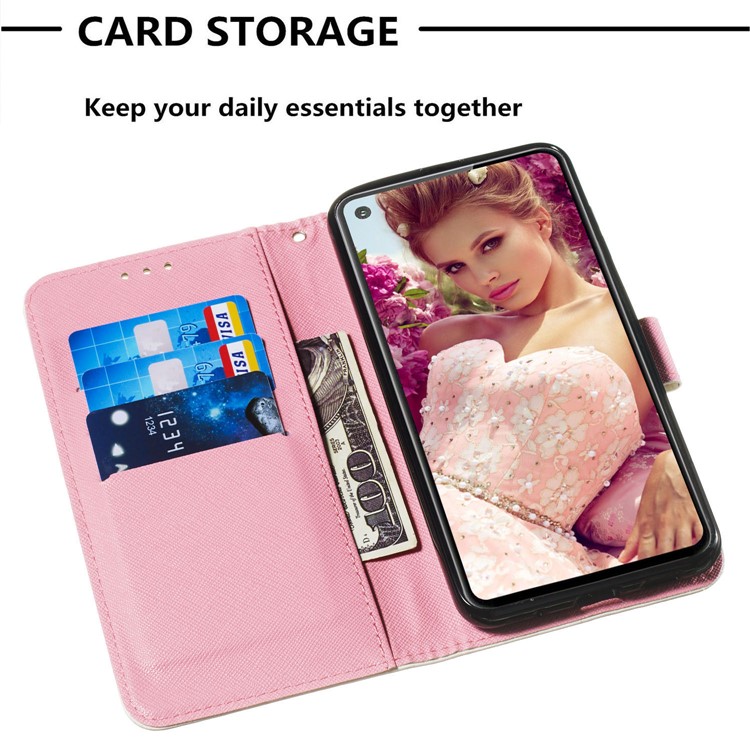 3D Painting Style Leather Phone Wallet Stand Cover Case for Samsung Galaxy M40 / A60 - Red Butterflies-6
