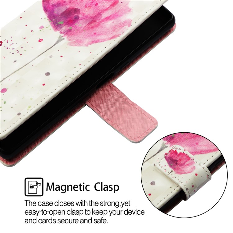 3D Painting Style Leather Phone Wallet Stand Cover Case for Samsung Galaxy M40 / A60 - Rose Flower-4