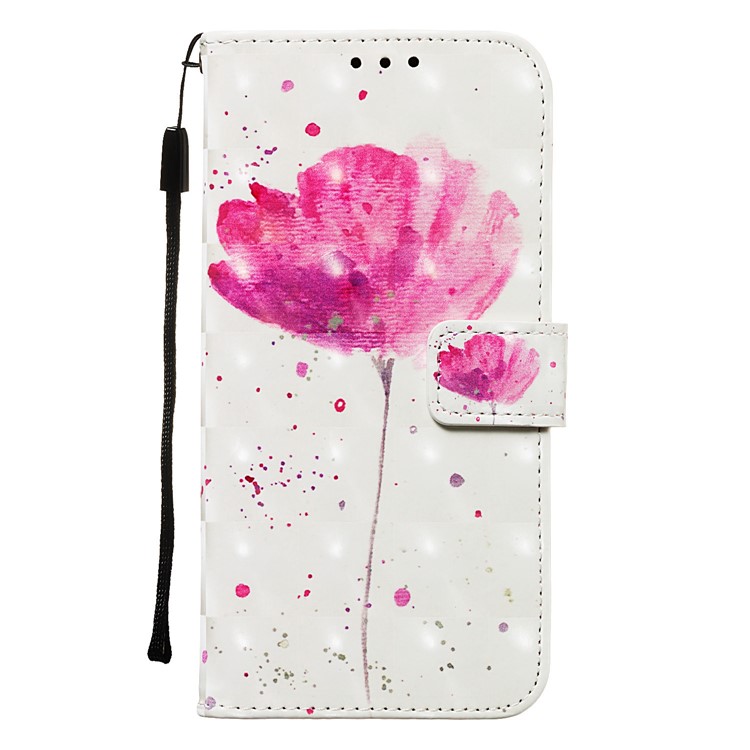 3D Painting Style Leather Phone Wallet Stand Cover Case for Samsung Galaxy M40 / A60 - Rose Flower-9