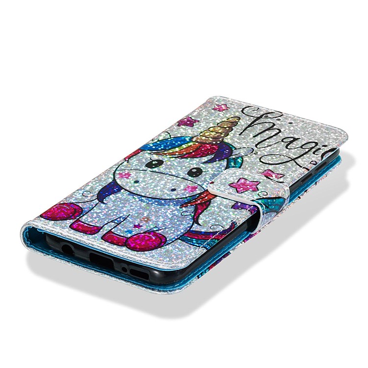 Pattern Printing Glitter Sequins Leather Wallet Phone Case Cover for Samsung Galaxy A20e/Galaxy A10e - Unicorn and Star-8