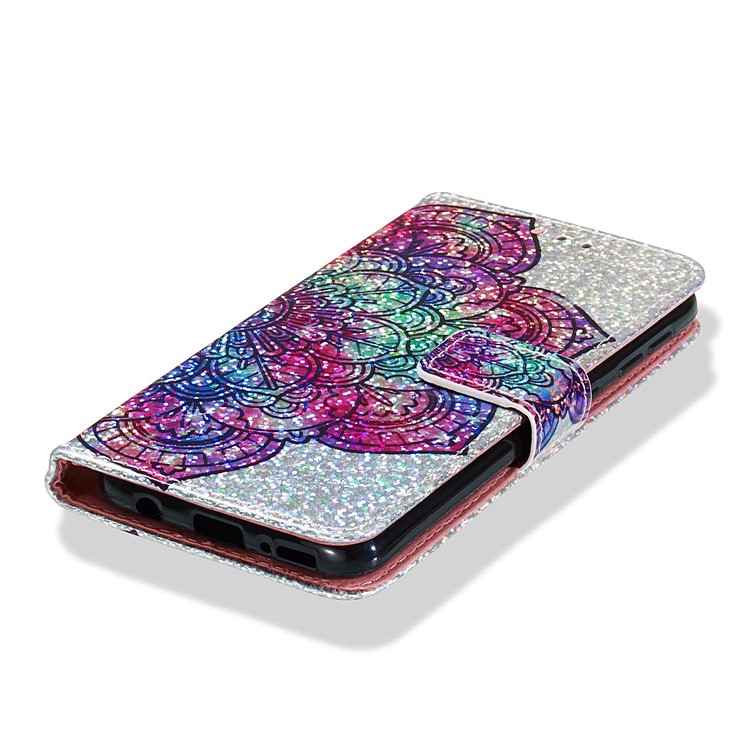 Pattern Printing Glitter Sequins Leather Wallet Phone Case Cover for Samsung Galaxy A20e/Galaxy A10e - Mandala Flower-7