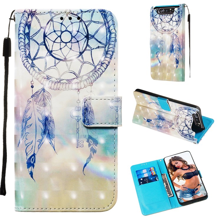 3D Painting Style Leather Phone Shell for Samsung Galaxy A90 / A80 - Dream Catcher-1