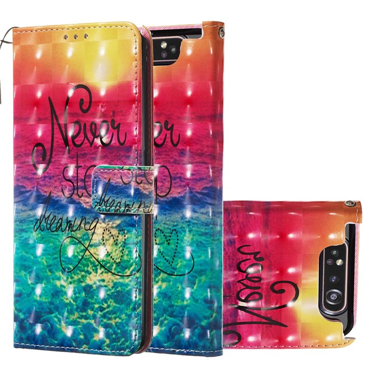 3D Painting Style Leather Phone Shell for Samsung Galaxy A90 / A80 - Rainbow Ocean-2