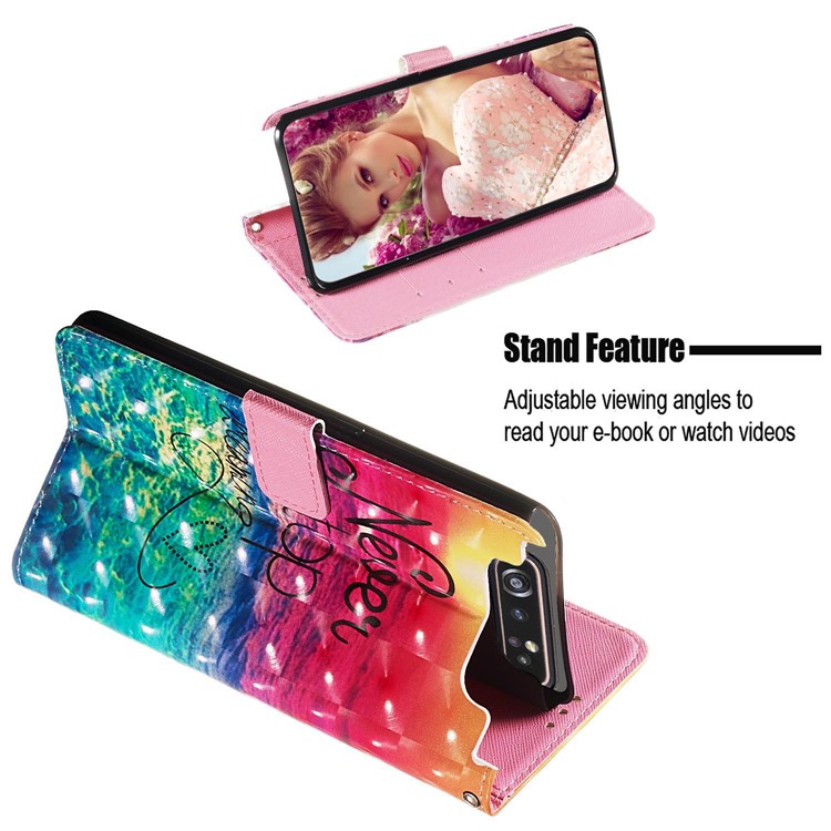 3D Painting Style Leather Phone Shell for Samsung Galaxy A90 / A80 - Rainbow Ocean-7