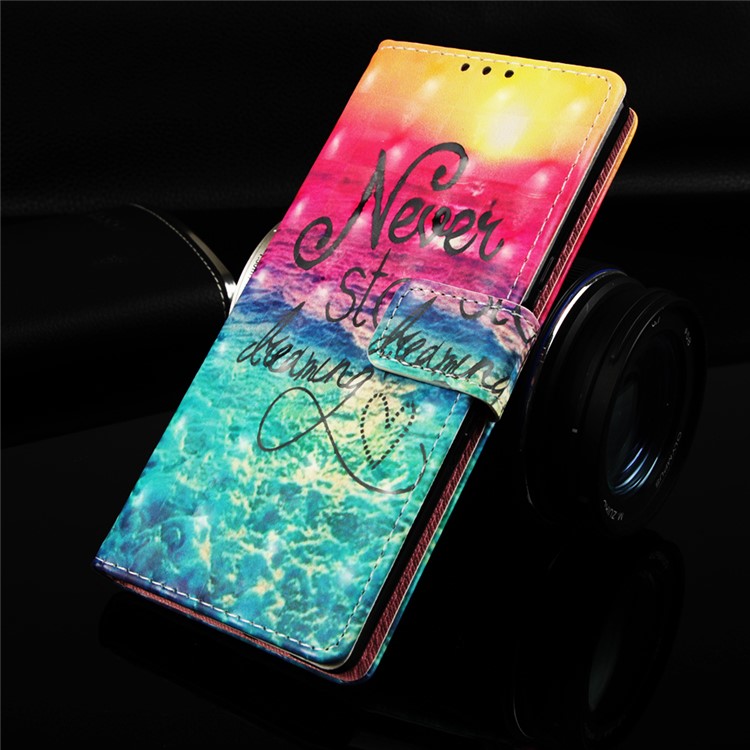 3D Painting Style Leather Phone Shell for Samsung Galaxy A90 / A80 - Rainbow Ocean-8