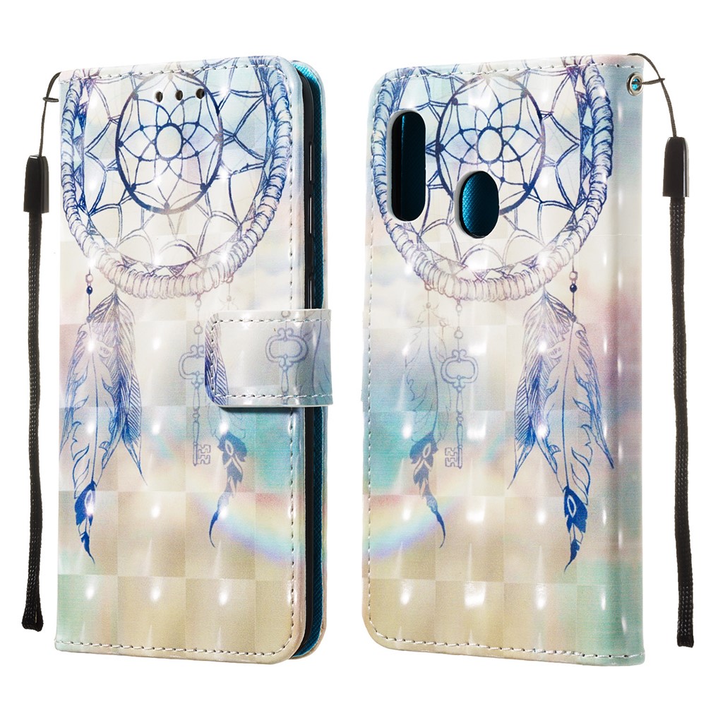 3D Painting Pattern Leather Phone Case with Card Wallet Slots for Samsung Galaxy A20e / A10e - Dream Catcher-3