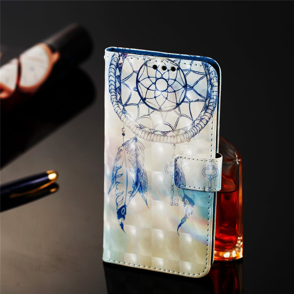 Modèle de Peinture 3D Étui de Téléphone en Cuir Avec Places de Portefeuille de Cartes Pour Samsung Galaxy A20e / A10e - Attrapeur de Rêves-8