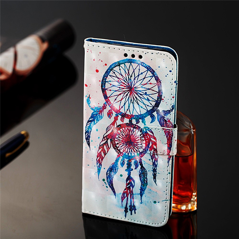 Estuche Para Teléfono de Cuero de Patrón de Pintura 3D Con Ranuras de Billetera Para Tarjetas Para Samsung Galaxy A20e / A10e - Pintar Catcher Dreams-10