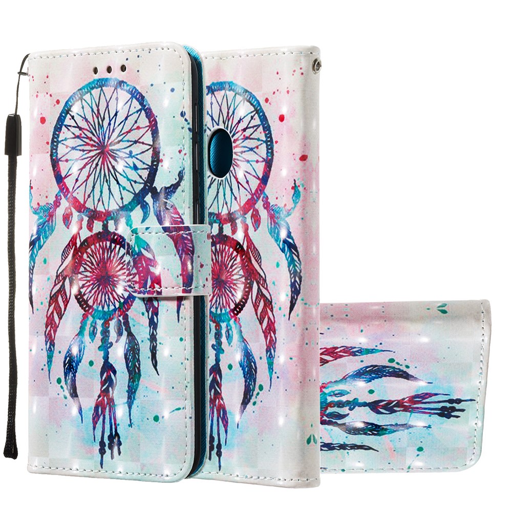 3D Painting Pattern Leather Phone Case with Card Wallet Slots for Samsung Galaxy A20e / A10e - Painting Dream Catcher-2
