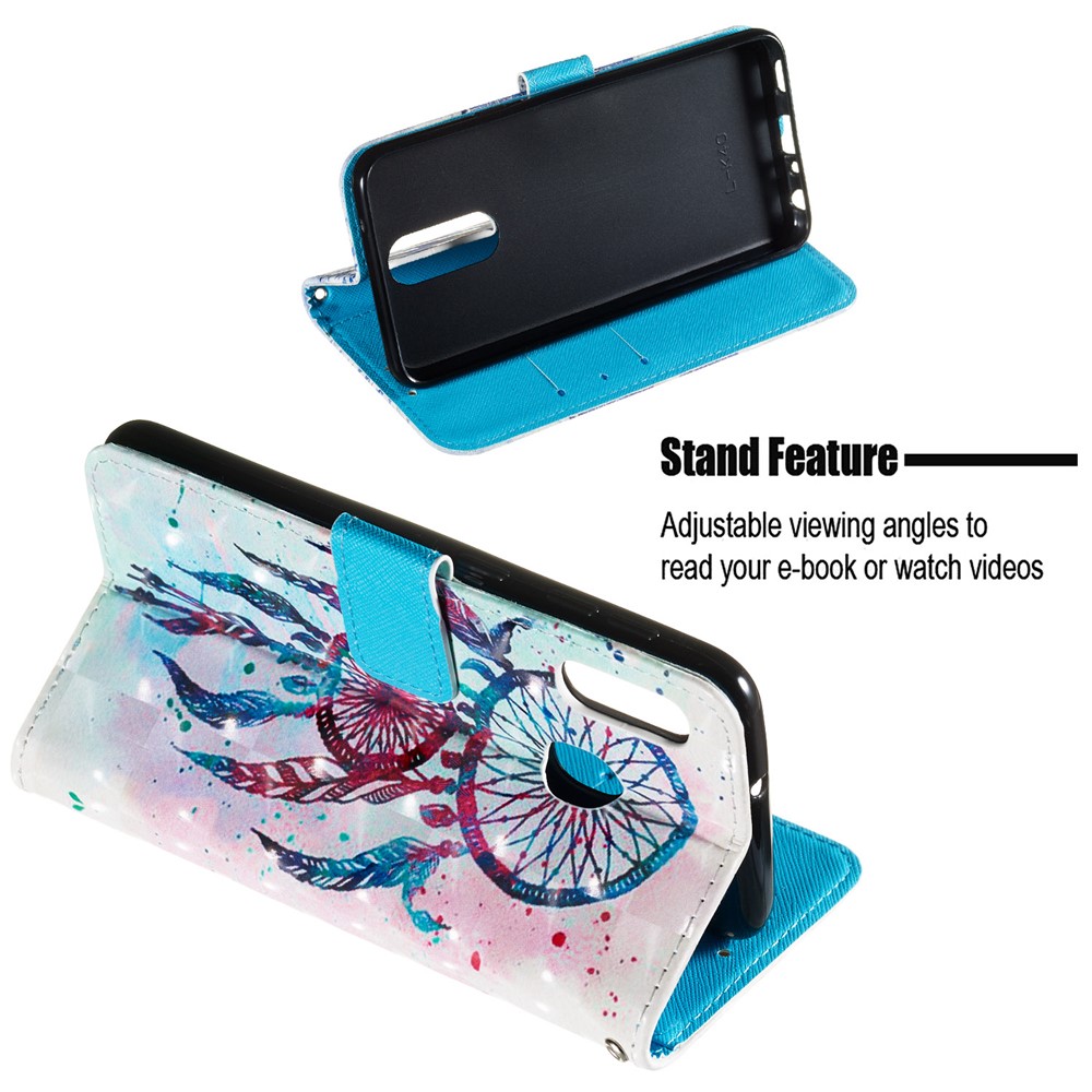 3D Painting Pattern Leather Phone Case with Card Wallet Slots for Samsung Galaxy A20e / A10e - Painting Dream Catcher-5