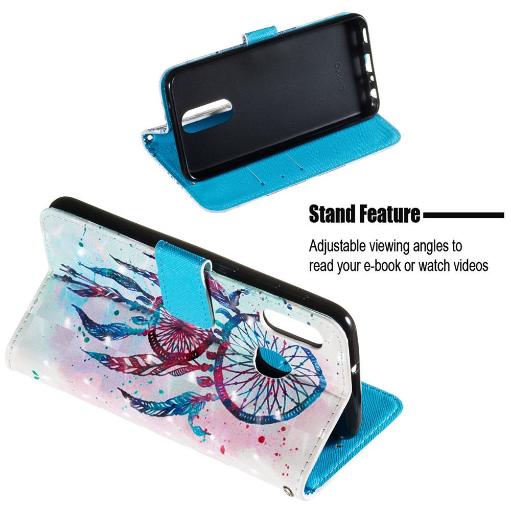 Estuche Para Teléfono de Cuero de Patrón de Pintura 3D Con Ranuras de Billetera Para Tarjetas Para Samsung Galaxy A20e / A10e - Pintar Catcher Dreams-5